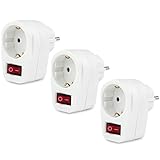 3x PerfectHD Schutzkontaktsteckdose - Steckdose mit Schalter - Zwischensteckdose - Sicherheitsschalter - Energiesparender beleuchteter Ein-/Aus-Schalter - Stromsparen - 3er Set