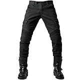 GEBIN Herren Motorradhose, Motorrad Jeans Biker Trousers, Sportliche Motorrad Hose Fahrrad Riding Schutzhose, Mit Protektoren Motorradhose (Black,L)