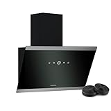 Klarstein FlashLine Dunstabzugshaube – 60 cm Kopffreihaube, Touchscreen, 524 m³/h, A++ Energieeffizienz, LED-Beleuchtung, leise 34,5 dB, Schwarz, Abluft- und Umluftbetrieb