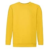Fruit of the Loom Jungen Regular Fit Sweatshirt, Gelb (Sonnenblumengelb 34), Gr. 140 CM (Herstellergröße: 9/11 Jahre )