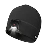 Taximi Wintermütze mit Lampe - Sport Mütze LED Beanie Herren Damen, Beleuchtet Mütze LED Wiederaufladbar USB für Jogging Laufen Fahrrad