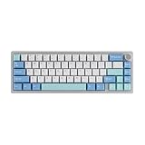 EPOMAKER Galaxy65 Wireless QMK/VIA Mechanical Keyboard, Ball-Catch Aluminum Custom Keyboard, Creamy Switch,Gasket,Hot-Swap,RGB,Knob,2.4Ghz/BT/USB,QWERTY (Silber, Blueberry Ice Cream)