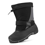 riemot Kinder Winterstiefel Jungen Mädchen Schneestiefel Warm Gefüttert Winterschuhe Wasserdicht Kinderstiefel Rutschfest Winter Stiefel Grau, 36 EU