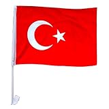 MURAGO - 4 Stück Türkei Autofensterfahne - Türkiye Fahne Türkische Autofahne Bayrak Fahnen für Auto Deko Flagge Fanartikel