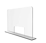 Solarplexius Spuckschutz mit Durchreiche Hustenschutz Niesschutz Virenschutz Thekenaufsatz Tischaufsatz Tresenaufsatz Antibakteriell Transparent Acrylglas (16cm | 50 x 50 cm)