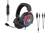 Speedlink CONUX - RGB Gaming Headset mit Mikrofon für PC PS5/PS4/ Xbox Series X/S/Switch, RGB Beleuchtung, kabelgebunden mit Kabel 3,5mm Klinke, Y-Adapter, schwarz