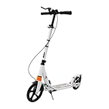 Scooter Höhenverstellbarer Klapproller mit Vorderfederung & Hinterradbremse Tretroller Kickscooter Tragfähigkeit 100kg für Kinder Jugendliche Erwachsene