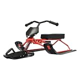 Schlitten Kinder Schneeschlitten Lenkschlitten Lenkbob Schlitten Mit Lenkrad Bob Schlitten Mit Lenkrad Lenk Schlitten für Kinder ab 5 Jahren mit 3 Skiern 80 kg Traglast