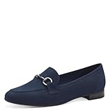 MARCO TOZZI Damen Loafer ohne Absatz Vegan mit Schnalle, Blau (Navy), 39 EU