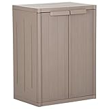 RONGQI Gartenschrank, Geräteschuppen, Wetterfest, Outdoor Schrank, Gerätehaus, Gartenhausschränke, Terrassenschrank, Braun 65x45x88 cm PP Rattan