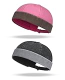 Donvuka 2 Stück Docker Cap Herren, Verstellbare Seemannsmütze, Docker Mütze Unisex, 55-60 cm Kopfumfang,zweifarbig