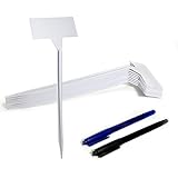 CUWELT 30Stk Pflanzenschilder Plastik, 30 cm T-Typ Kunststoff Kräuterschilder Wasserfest, Weiß Pflanzschilder zum Beschriften für Baumschulen Pflanzen Zierpflanzen Blumen Gemüse Garten