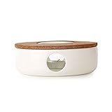 TEA SOUL Sehr eleganter Teekannenwärmer in Porzellan mit Korkständer. Die perfekte Unterstützung, um Deine Teekanne Immer warm zu halten, weiß, 15 cm