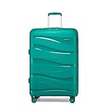 KONO Handgepäck Trolley Koffer 55cm Leicht Hartschalenkoffer Reisekoffer mit 4 Rollen und TSA Schloss, 55x40x20cm, 39Liter, Zwillingsrollen Polypropylen Rollkoffer (Türkis, M)