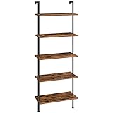 HOOBRO 5-stöckiges Leiterregal, industrielles Bücherregal, DIY Standregal, Regal aus Spanplatten, stabilisierendem Metallrahmen, für Heimbüro, Wohnzimmer EBF53CJ01