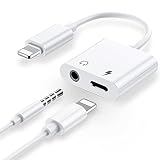 iPhone Kopfhörer Adapter und Laden [ MFi Zertifiziert] 2 in 1 Lightning auf 3.5 mm Klinke Aux Audio Kopfhörer Dongle Kabel Konverter Kompatibel mit iPhone 14/14 Pro/12/13/11/11 Pro/X/XS/XR/8/7