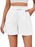 Famulily Frauen Casual High Rise Bussiness Büro Shorts Plissee Strand Sommer Anzug Shorts Weiß XL