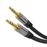 KabelDirekt – Aux Kabel & Klinkenkabel 3,5 mm, bruchfestes Metallgehäuse – 10 m (Kopfhörerkabel, Audio Kabel, Klinke auf Klinke, für iPhone/Handy, iPad/Tablet, Kopfhörer, MP3-Player, Auto, schwarz)