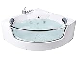 Luxus LED Whirlwanne Eckbadewanne Spa weiß große Wanne mit Massage 210 x 148 cm Tamula