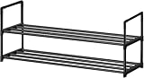 XSBAIHUO Schuhregal aus Metall, 2-stöckig & stapelbar - Organizer für 12-15 Paar Schuhe, für Flur, Kleiderschrank oder Bad (30x92x34 cm, schwarz)