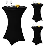 3er-Set Stretch Stehtisch Husse für Bistrotisch Ø 80-85 cm Elegante ,Verstärkung im Fußbereich,40°C Maschinenwäsche ，Stretch-Husse Schwarz Hussen für Stehtische und Bistrotische（80×110cm,Schwarz)