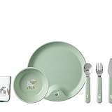 Mepal – Kinder Geschirrset 6-teilig Mepal Mio – Kinder Geschirr – Inklusive Kinderglas, Kinderteller, Kinderschale und Kinderbesteck – Spülmaschinengeeignet & BPA-frei – 6-teilig – Little Farm