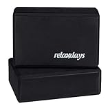 Relaxdays Yogablock im 2er Set, Yoga-Klötze für Yoga-Übungen, Hartschaum, rutschfest, Yoga-Würfel HBT 8x23x15cm, schwarz