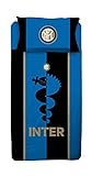 Bettwäsche Fußballbettwäsche Inter Mailand Blau Schwarz Gold gestreift 140 x 200 Bettdecke + 60 x 63 cm Kopfkissen, 100% Baumwolle, für Kinder Jugendliche und Erwachsene Fans