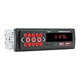 Fiorky Fernbedienung Stereo- FM/USB/AUX Digital Radio Auto MP3 -kompatibel 1 Din LED Display Typ-C Port