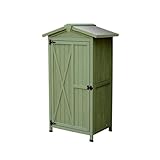 Wetterfester Aufbewahrungsschrank für den Außenbereich, Holz-Terrassenschrank mit abnehmbaren Regalen, geneigtes Dach-Design, einfache Montage für Hinterhof, Grün