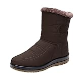 Damen Schuhe Fleece Warme Schneestiefel Freizeitschuhe Mode Weiche Unterseite Skischuhe Tan Geschlossene Zehe Booties, braun, 38.5 EU