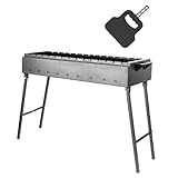 Mangal Klappbar Holzkohlegrill für 14 Spieße 2 mm Stahl 90x33 cm Schaschlik Grill Shashlychnik BBQ Klappgrill Ideal für Garten, Camping & Picknick