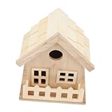 GRIRIW Holz Vogelhaus zum Aufhängen Wetterfestes Vogel Futterhaus Nistkasten für Garten Balkon und Terrasse Stabile Konstruktion Langlebiges Vogelhaus Dekoration