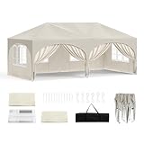 WOLTU Pavillon, Faltpavillon 3x6 m, mit 6 Seitenwänden, Partyzelt wasserabweisend UV-Schutz 50+, höhenverstellbarer Gartenpavillon, mit Tragetasche, für Outdoor Garten Camping Beige