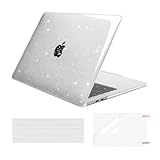 MOSISO Hülle Kompatibel mit MacBook Pro 13 Zoll M2 2024-2016 A2338 M1 A2251 A2289 A2159 A1989 A1708 A1706, Glitter Sparkling Plastik Hartschale&Tastaturschutz & Displayschutz, Transparent