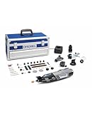 Dremel Platin Edition 8220 Akku Multifunktionswerkzeug (12V, Set mit 5 Vorsatzgeräten,65 Zubehörteilen,Variable Drehzal 5.000-33.000 U/min zum Schneiden,Gravieren,Schleifen), Grau,Blau,Schwarz