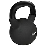 HOMCOM 10 KG Kettlebell Kugelhantel aus Gusseisen mit Neoprenbeschichtung Bodenschonende Schwunghantel Gewichtkugel für Gewichtheben, Konditionierung, Kraft- und Kerntraining Schwarz