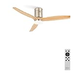 CREATE / WINDCALM/Deckenventilator Nickel Naturholzflügel mit Beleuchtung und Fernbedienung / 40W, Leise, Ø132 cm, 6 Geschwindigkeiten, Timer, DC-Motor, Sommer-Winterbetrieb
