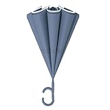 Jvjggag Umgekehrter langer Regenschirm, Regen und Sonne, wasserdicht, für Damen und Herren, 2 Erwachsene, großer Regenschirm, winddicht für Schule, Spazierengehen, Reisen, Arbeitsschirm, blau, Refer