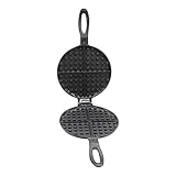 SANTOS XL Waffeleisen aus Gusseisen - ideal für Grill, Backofen oder Feuerstelle - Innen Ø16,5cm - runder Waffelmaker - BBQ-Waffeleisen - Grillwaffel