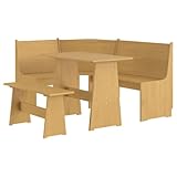 Hommdiy 3-TLG. Eckbank Eckbankgruppe für Esszimmer Küchegruppe Reine Massivholz Kiefer (Honigbraun, Eckbankgruppe)