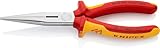 Knipex Flachrundzange mit Schneide (Storchschnabelzange) verchromt, isoliert mit Mehrkomponenten-Hüllen, VDE-geprüft 200 mm 26 16 200