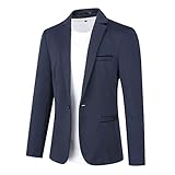 Allthemen Herren Sakko Sportlich Slim Fit Blazer Männer Modern Freizeit Jackett Business Anzugjacke Dunkelblau L