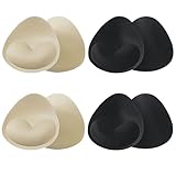 SDXCJY 4 Paar BH-Einsätze, herausnehmbare BH-Einsätze, bequem, selbstklebende Push-Up-BH-Einsätze, Brustvergrößerung für Bikini-Sport, schwarz und beige, Einheitsgröße