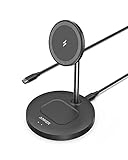 Anker PowerWave 2-in-1 Magnetic Stand Lite, Kabellose Ladestation, Ladegerät mit 150cm USB-C Ladekabel, Kompatibel mit iPhone 15/15 Pro/15 Pro Max/14/13/13 Pro Max/12 and AirPods Pro 2(Ohne Netzteil)