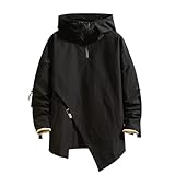 GURUNVANI Herren Kapuzenjacke Windbreaker Jacke Reißverschluss Patchwork Hoodie Anorak, Jk1617black, L