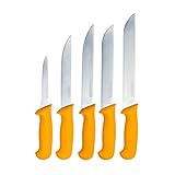 HOOZ Fleischmesser Set 5-teilig aus Edelstahl | Scharfe Profi Küchenmesser mit ergonomischen Griffen | Fleischermesser, Stechmesser & Ausbeinmesser für präzises Schneiden von Fleisch, Fisch & Geflügel