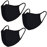 3 Stück schwarze maske,Wiederverwendbar gesichtsmaske schwarz, Waschbar schwarze stoffmaske,Atmungsaktiv Komfort face maske für Damen, Herren