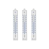 Lantelme 3 Stück Gartenthermometer Set Wetterfest Außenthermometer Innenthermometer Analog Thermometer in Weiß auch für Innen Zimmer und Außen Garten 8957