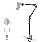 【Ganz aus Metall】RAUBAY Desktop Magic Arm, Overhead-Kamera-Tischhalterung, Tischleuchtenstativ mit 1/4-Zoll-Kugelkopf, 3/8-Zoll & 5/8-Zoll-Adapter, C-Klemme für DSLR, Webcam, Mikrofon, Projektor DMA01